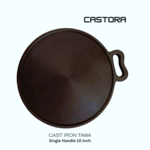 CASTORA Super Smooth Cast Iron Tawa 10 Inch | 1.95 Kg | Pre‑seasoned | Naturally Nonstick |100% Pure Toxin‑Free | Gas & Induction Compatible