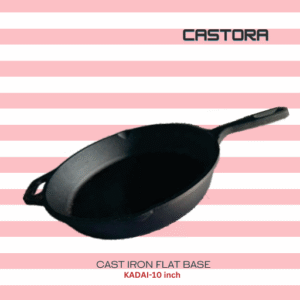 CASTRON Cast Iron Flat Base Kadai 10 Inch | 2.5 Kg