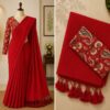 Khadi Cotton Saree with Kalamkari Blouse | Mehandi Green |Khadi Cotton Saree with Kalamkari Blouse | Cherry Red |Hb store