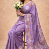 Semi Silk Saree | Lavender Bloom | Elegant Floral Weaving