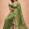 Semi Silk Saree | Pistachio Green | Elegant Floral Weaving