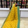 Premium Semi Kanchi Soft Silk Saree – Mustard Yellow with Aqua Green Border | |