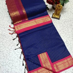 Kalyani Soft Cotton Saree in Dual Tone Purple and Pink with Contrast Zari Borders and Premium Traditional Weaving