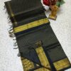 Kalyani Cotton Saree in Classic Black with Rich Gold Zari Border and Premium Traditional Pallu for Grand Occasions