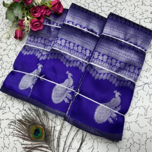 Peacock silver Bridal Saree violet