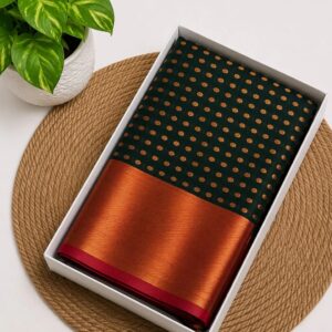 Buttas Premium Silk Saree | Traditional Festive & Wedding Wear | Peacock Green with Magenta Contrast
